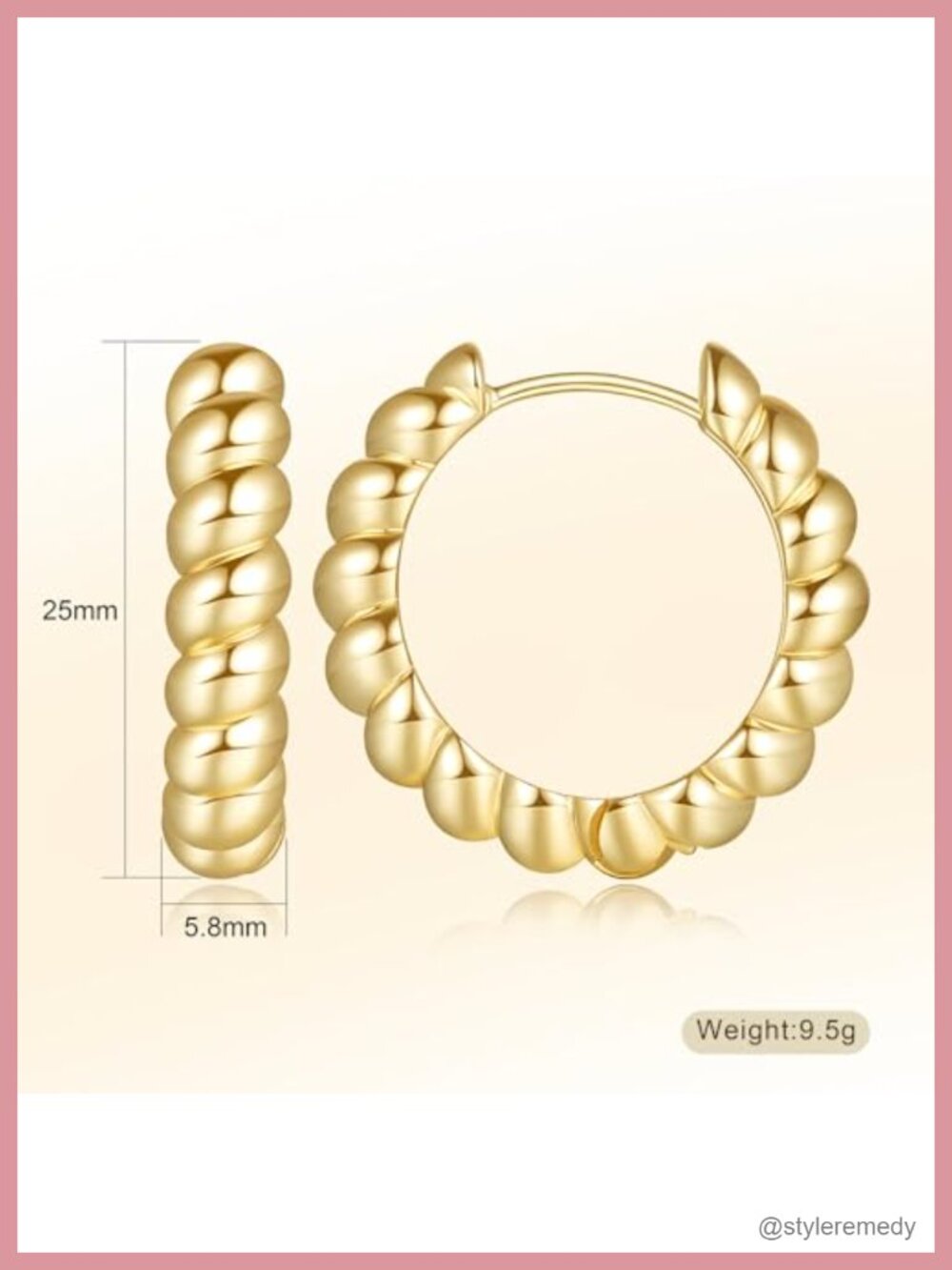 14K Gold Plated Chunky Huggie Hoop Earrings for Women - Picture 2 of 6